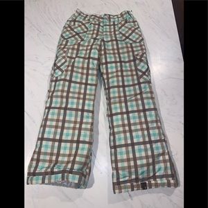Roxy Plaid Kids Bottoms - Brown and Blue